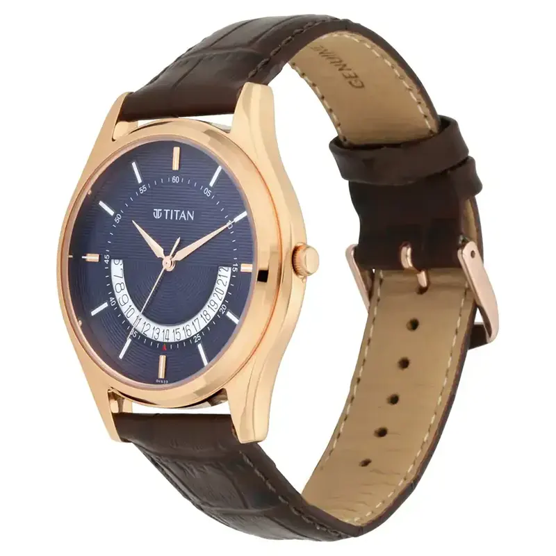 Titan Lagan Leather Strap Men's Watch- 1713WL01